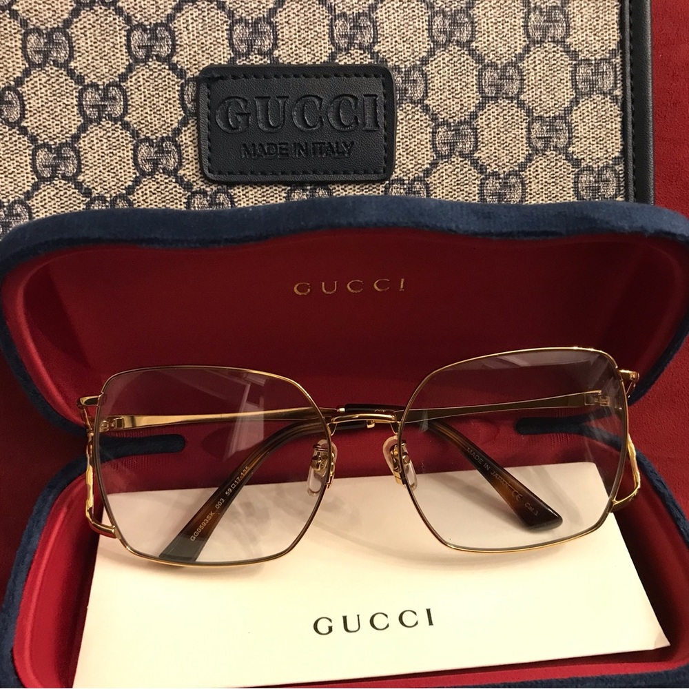 Gucci Gold Eyeglasses with Case - Picture 2 of 7